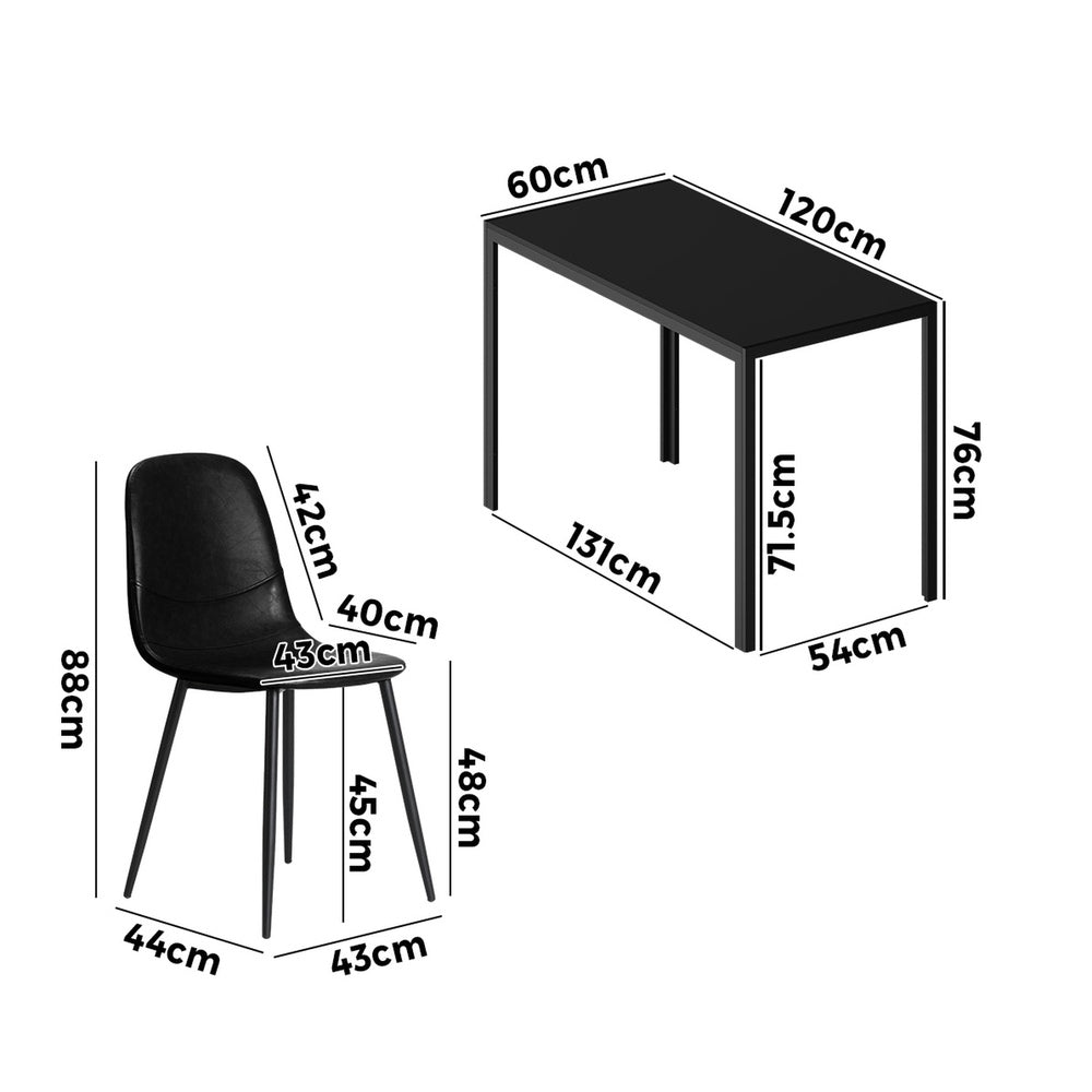 Oikiture 4-Seater Dining Set 1.2m Rectangular Table and Chairs-Dining Set-PEROZ Accessories