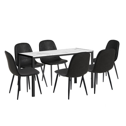 Oikiture 6-Seater Dining Set 1.4m Rectangular Table and Chairs-Dining Set-PEROZ Accessories