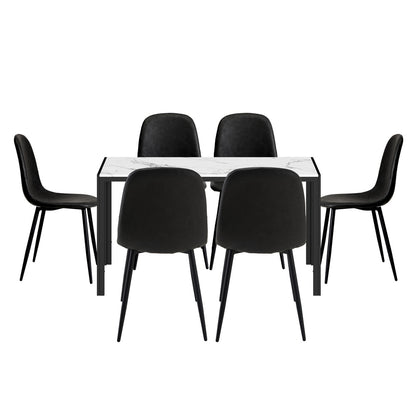Oikiture 6-Seater Dining Set 1.4m Rectangular Table and Chairs-Dining Set-PEROZ Accessories
