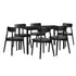Oikiture 1.4m Dining Table with 6PCS Wooden Chairs Set PU Leather Black-Dining Set-PEROZ Accessories