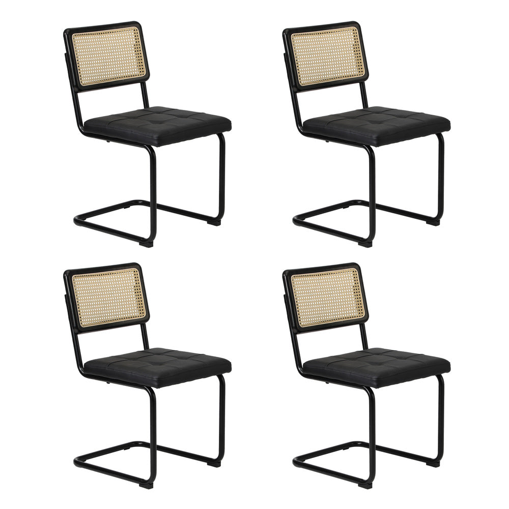 Oikiture 140cm Rectangle Dining Table with 6PCS Dining Chairs Leather Black-Dining Sets-PEROZ Accessories