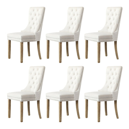 Oikiture 200cm Extendable Dining Table with 6PCS Dining Chairs Velvet Beige-Dining Sets-PEROZ Accessories