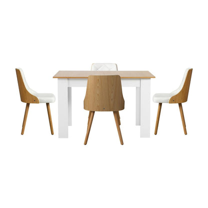 Oikiture Dining Table and Chair Set With Wooden Frame 4pcs Dining Chair wtih Pu Leather Cover Home Dining Room Furniture-Dining Table and Chairs-PEROZ Accessories