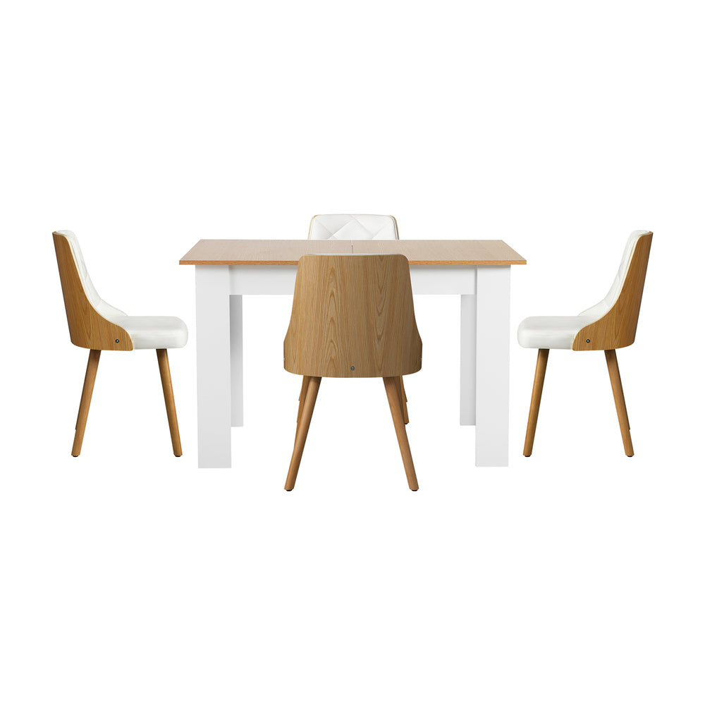 Oikiture Dining Table and Chair Set With Wooden Frame 4pcs Dining Chair wtih Pu Leather Cover Home Dining Room Furniture-Dining Table and Chairs-PEROZ Accessories