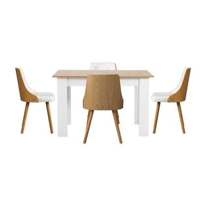 Oikiture Dining Table and Chair Set With Wooden Frame 4pcs Dining Chair wtih Pu Leather Cover Home Dining Room Furniture-Dining Table and Chairs-PEROZ Accessories