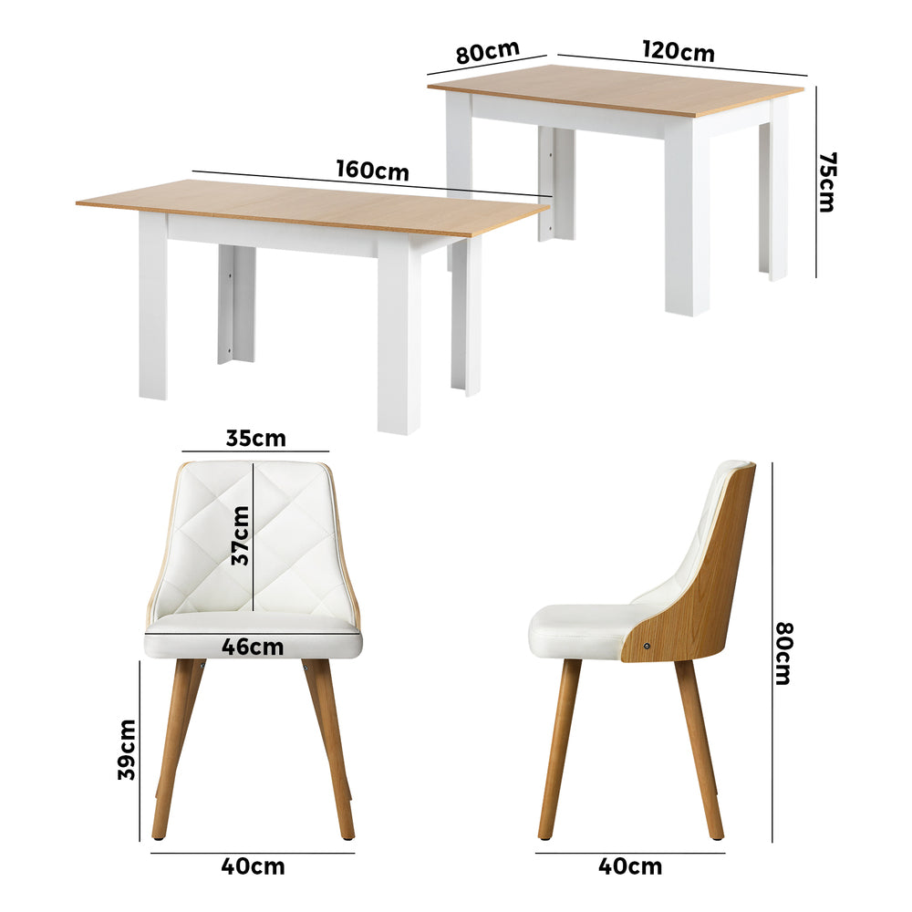 Oikiture Dining Table and Chair Set With Wooden Frame 4pcs Dining Chair wtih Pu Leather Cover Home Dining Room Furniture-Dining Table and Chairs-PEROZ Accessories