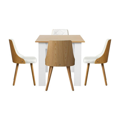 Oikiture Dining Table and Chair Set With Wooden Frame 4pcs Dining Chair wtih Pu Leather Cover Home Dining Room Furniture-Dining Table and Chairs-PEROZ Accessories