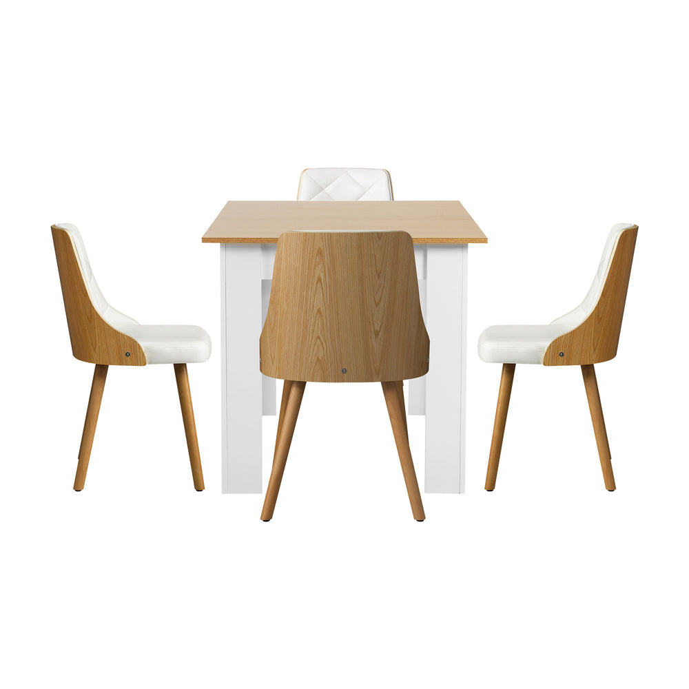 Oikiture Dining Table and Chair Set With Wooden Frame 4pcs Dining Chair wtih Pu Leather Cover Home Dining Room Furniture-Dining Table and Chairs-PEROZ Accessories