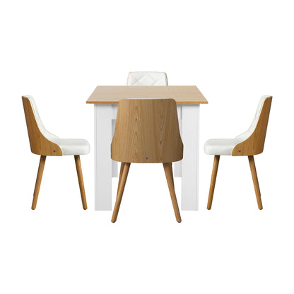 Oikiture Dining Table and Chair Set With Wooden Frame 4pcs Dining Chair wtih Pu Leather Cover Home Dining Room Furniture-Dining Table and Chairs-PEROZ Accessories