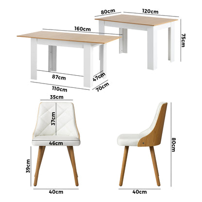 Oikiture Dining Table and Chair Set With Wooden Frame 6pcs Dining Chair wtih Pu Leather Cover Home Dining Room Furniture-Dining Table and Chairs-PEROZ Accessories
