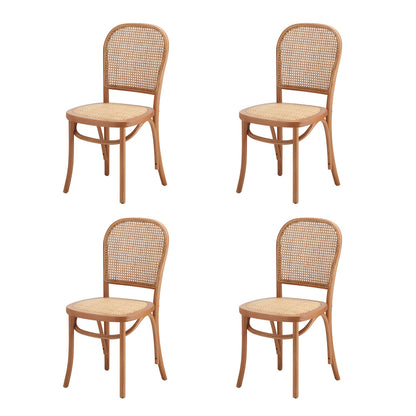 Oikiture 160cm Extendable Dining Table with 4PCS Chairs Rattan Natural-Dining Set-PEROZ Accessories