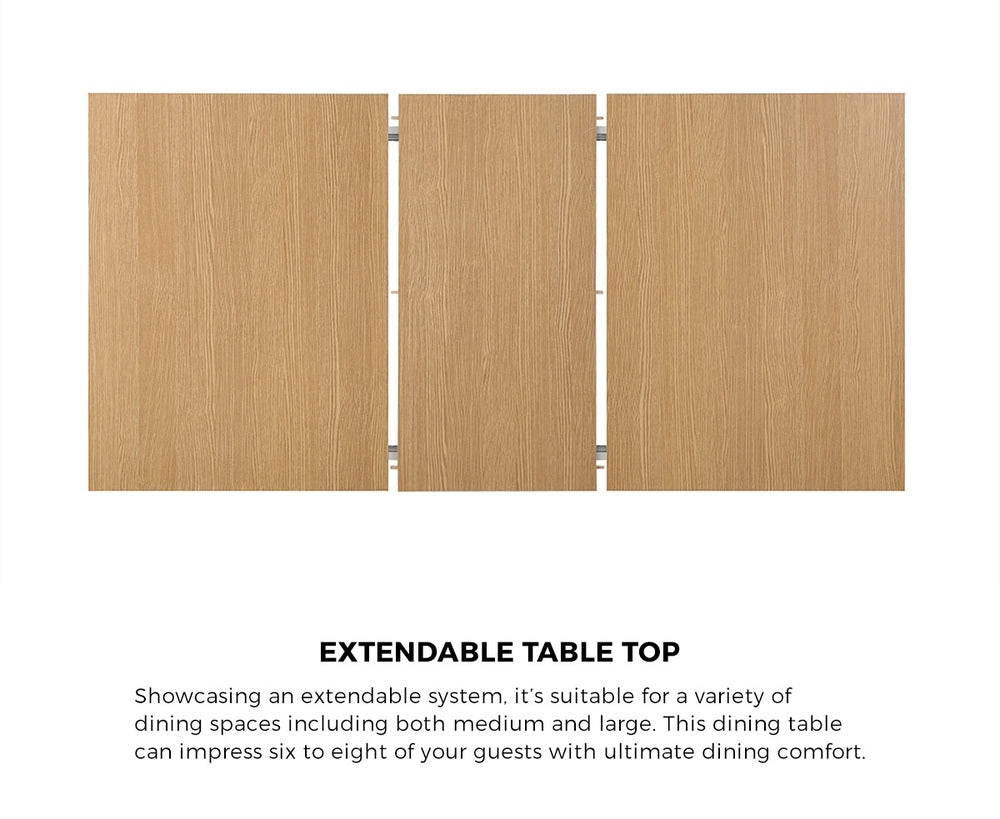 Oikiture 160cm Extendable Dining Table with 4PCS Chairs Rattan Natural-Dining Set-PEROZ Accessories