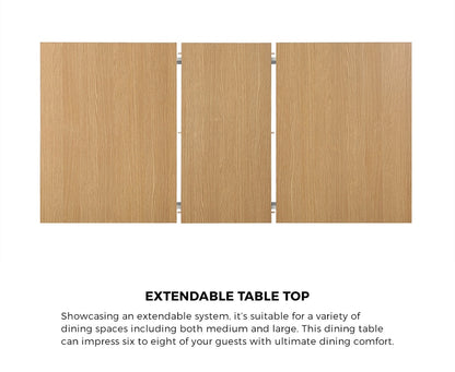 Oikiture 160cm Extendable Dining Table with 4PCS Chairs Rattan Natural-Dining Set-PEROZ Accessories