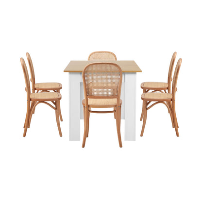 Oikiture 160cm Extendable Dining Table with 6PCS Chairs Rattan Natural-Dining Set-PEROZ Accessories