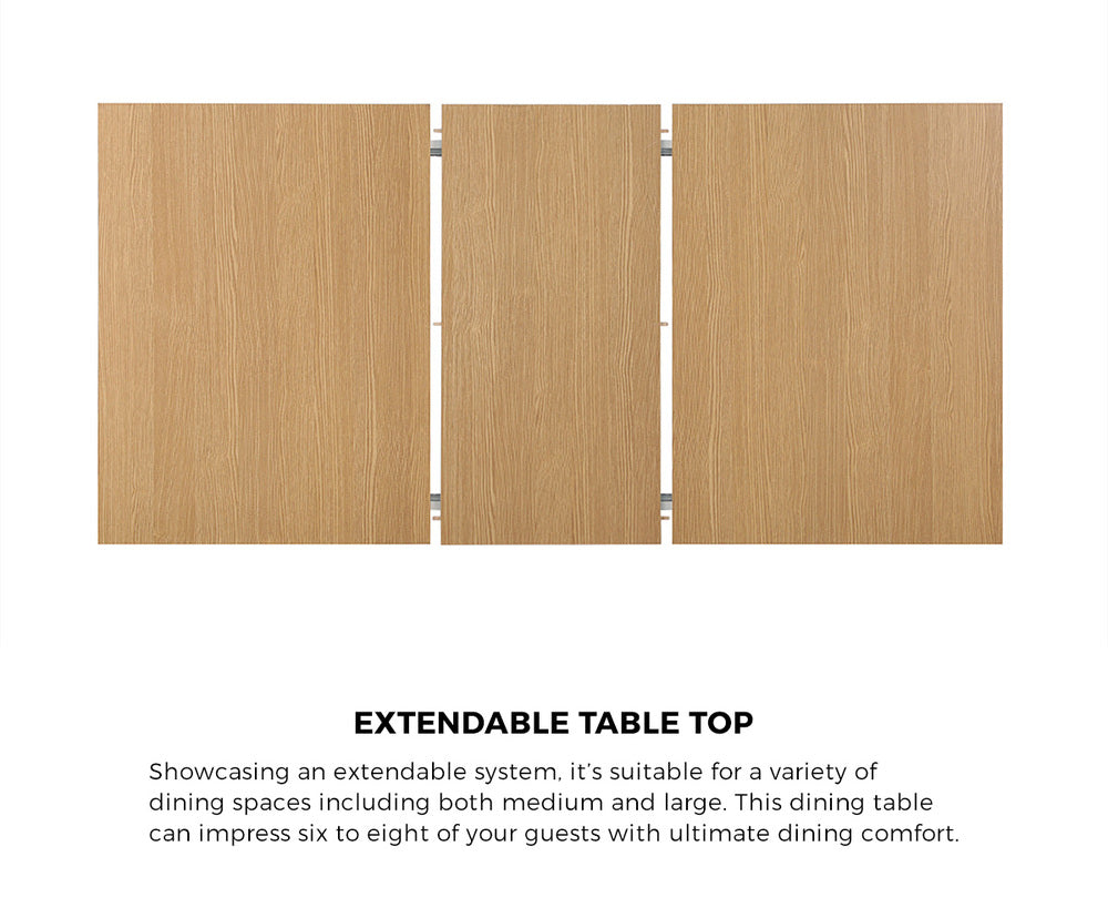 Oikiture 160cm Extendable Dining Table with 6PCS Chairs Rattan Natural-Dining Set-PEROZ Accessories