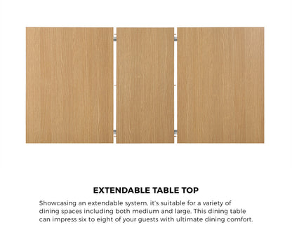 Oikiture 160cm Extendable Dining Table with 6PCS Chairs Rattan Natural-Dining Set-PEROZ Accessories