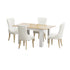 Oikiture 160cm Extendable Dining Table with 4PCS Chairs Velvet Beige-Dining Sets-PEROZ Accessories
