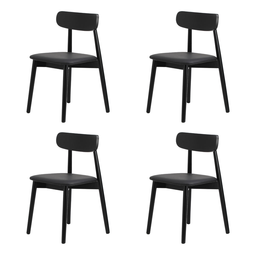 Oikiture 160cm Extendable Dining Table with 4x Dining Chairs PU Leather Black-Dining Sets-PEROZ Accessories