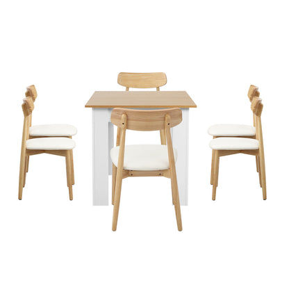 Oikiture 160cm Extendable Dining Table with 6x Dining Chairs PU Leather White-Dining Set-PEROZ Accessories