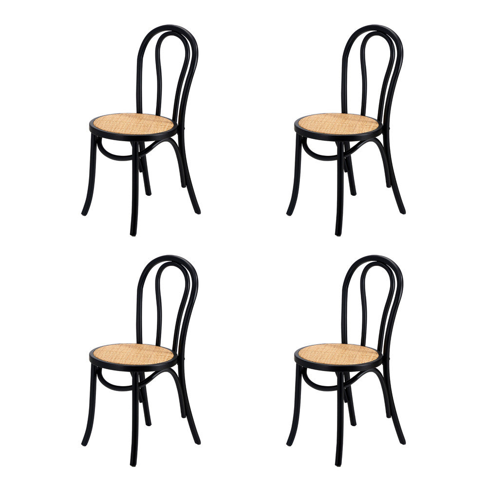 Oikiture 160cm Extendable Dining Table with 4PCS Crossback Chairs Black-Dining Set-PEROZ Accessories
