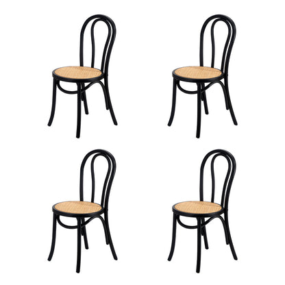 Oikiture 160cm Extendable Dining Table with 4PCS Crossback Chairs Black-Dining Set-PEROZ Accessories