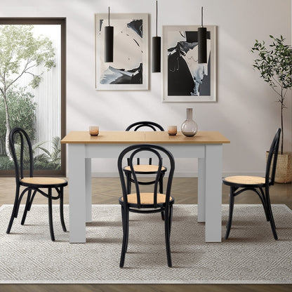 Oikiture 160cm Extendable Dining Table with 4PCS Crossback Chairs Black-Dining Set-PEROZ Accessories