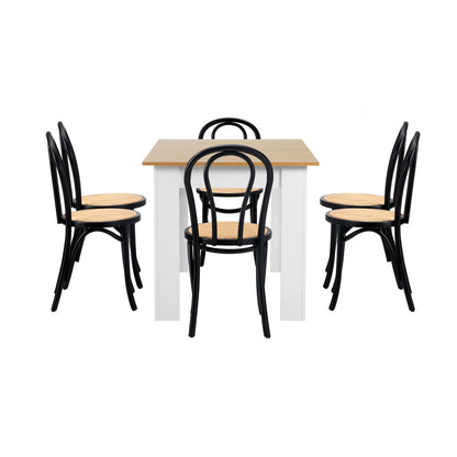 Oikiture 160cm Extendable Dining Table with 6PCS Crossback Chairs Black-Dining Set-PEROZ Accessories