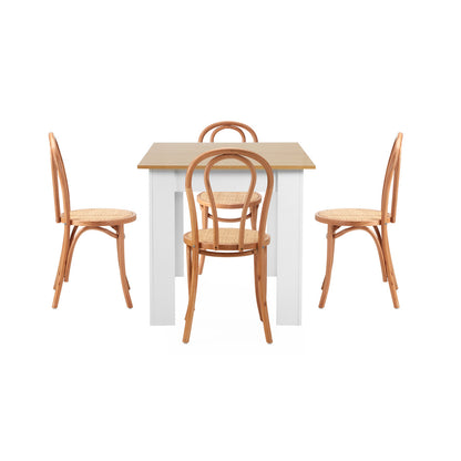 Oikiture 160cm Extendable Dining Table with 4PCS Crossback Chairs Natural-Dining Set-PEROZ Accessories