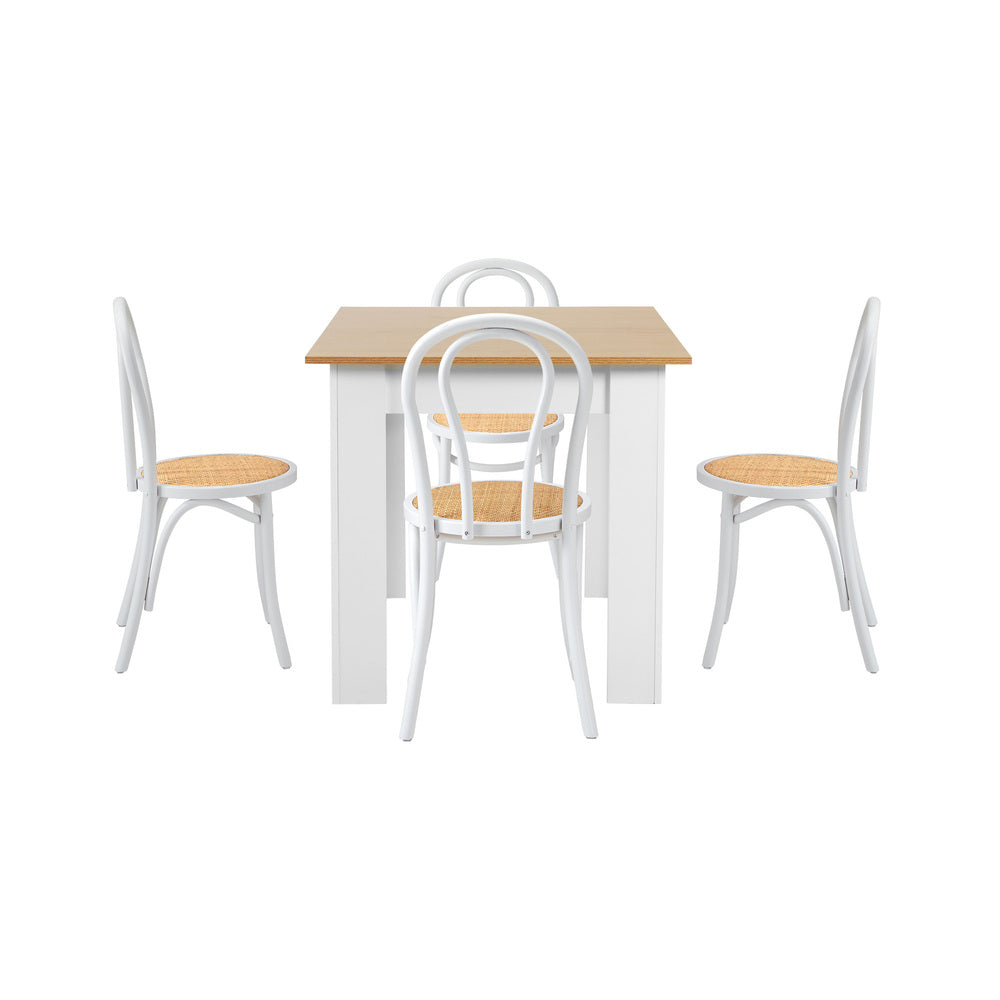 Oikiture 160cm Extendable Dining Table with 4PCS Crossback Chairs White-Dining Set-PEROZ Accessories