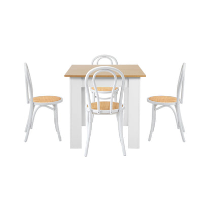 Oikiture 160cm Extendable Dining Table with 4PCS Crossback Chairs White-Dining Set-PEROZ Accessories