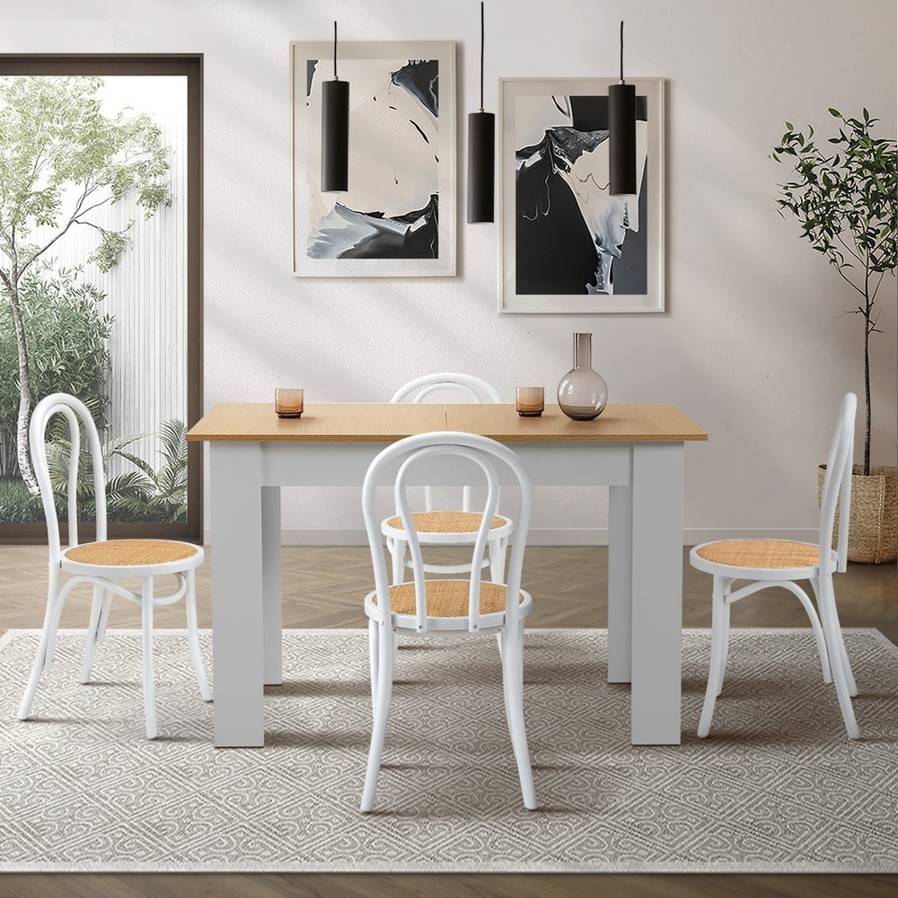 Oikiture 160cm Extendable Dining Table with 4PCS Crossback Chairs White-Dining Set-PEROZ Accessories