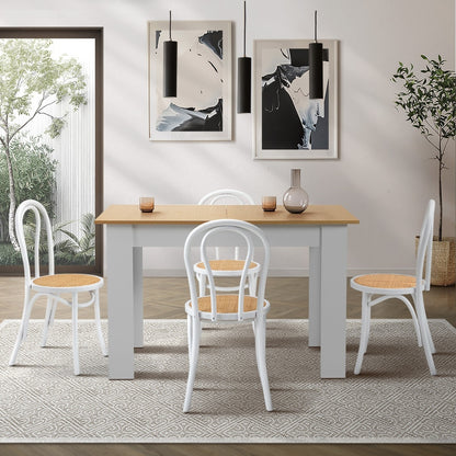 Oikiture 160cm Extendable Dining Table with 4PCS Crossback Chairs White-Dining Set-PEROZ Accessories