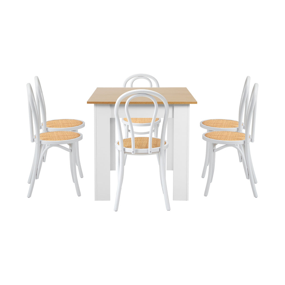 Oikiture 160cm Extendable Dining Table with 6PCS Crossback Chairs White-Dining Set-PEROZ Accessories