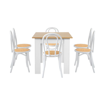 Oikiture 160cm Extendable Dining Table with 6PCS Crossback Chairs White-Dining Set-PEROZ Accessories