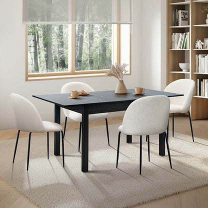 Oikiture 5pc Extendable Dining Table and Chairs Set Black &amp; White-Dining Table-PEROZ Accessories