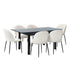 Oikiture 7pc Extendable Dining Table and Chairs Set Black & White-Dining Table-PEROZ Accessories