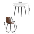 Oikiture Round Dining Table & 4PCS Dining Chairs PU Brown-Dining Sets-PEROZ Accessories