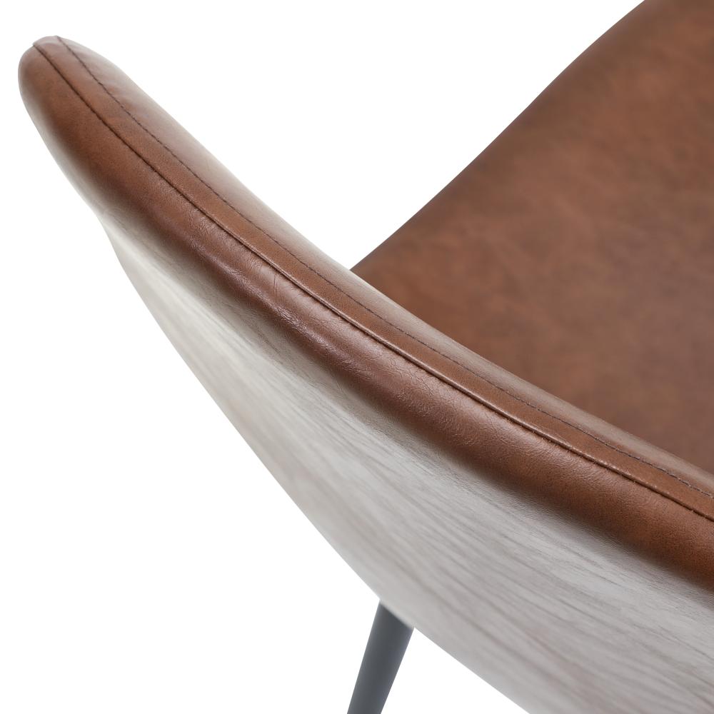 Oikiture Round Dining Table &amp; 4PCS Dining Chairs PU Brown-Dining Sets-PEROZ Accessories