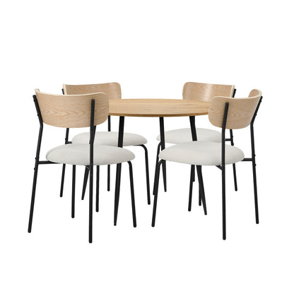 Oikiture 4-Seater Dining Set 1.1m Dining Table with Corduroy Chairs-Dining Set-PEROZ Accessories