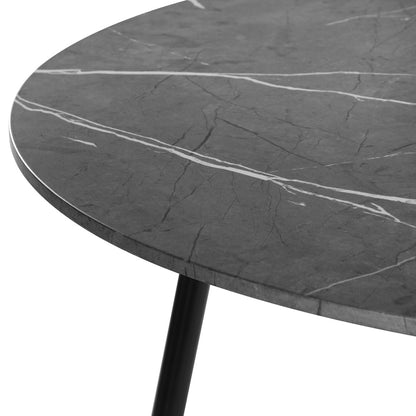 Oikiture 110cm Round Dining Table with 4 Dining Chairs Velvet Grey-Dining Set-PEROZ Accessories
