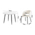 Oikiture 110cm Round Dining Table with 4PCS Dining Chairs Sherpa White-Dining Table and Chairs-PEROZ Accessories