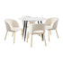 Oikiture 110cm Round Dining Table with 4PCS Dining Chairs Sherpa Gold-Dining Sets-PEROZ Accessories