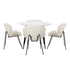 Oikiture 110cm Round Dining Table with 4PCS Chairs White Sherpa-Dining Sets-PEROZ Accessories