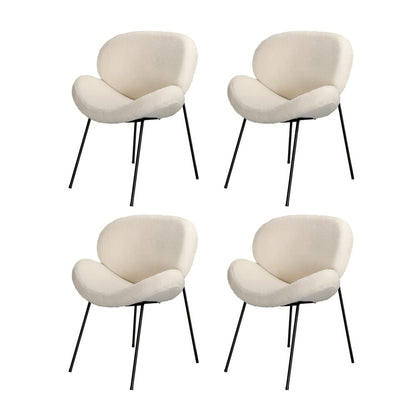 Oikiture 110cm Round Dining Table with 4PCS Chairs White Sherpa-Dining Sets-PEROZ Accessories