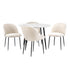 Oikiture Round Dining Table & 4PCS Dining Chairs White Sherpa-Dining Sets-PEROZ Accessories