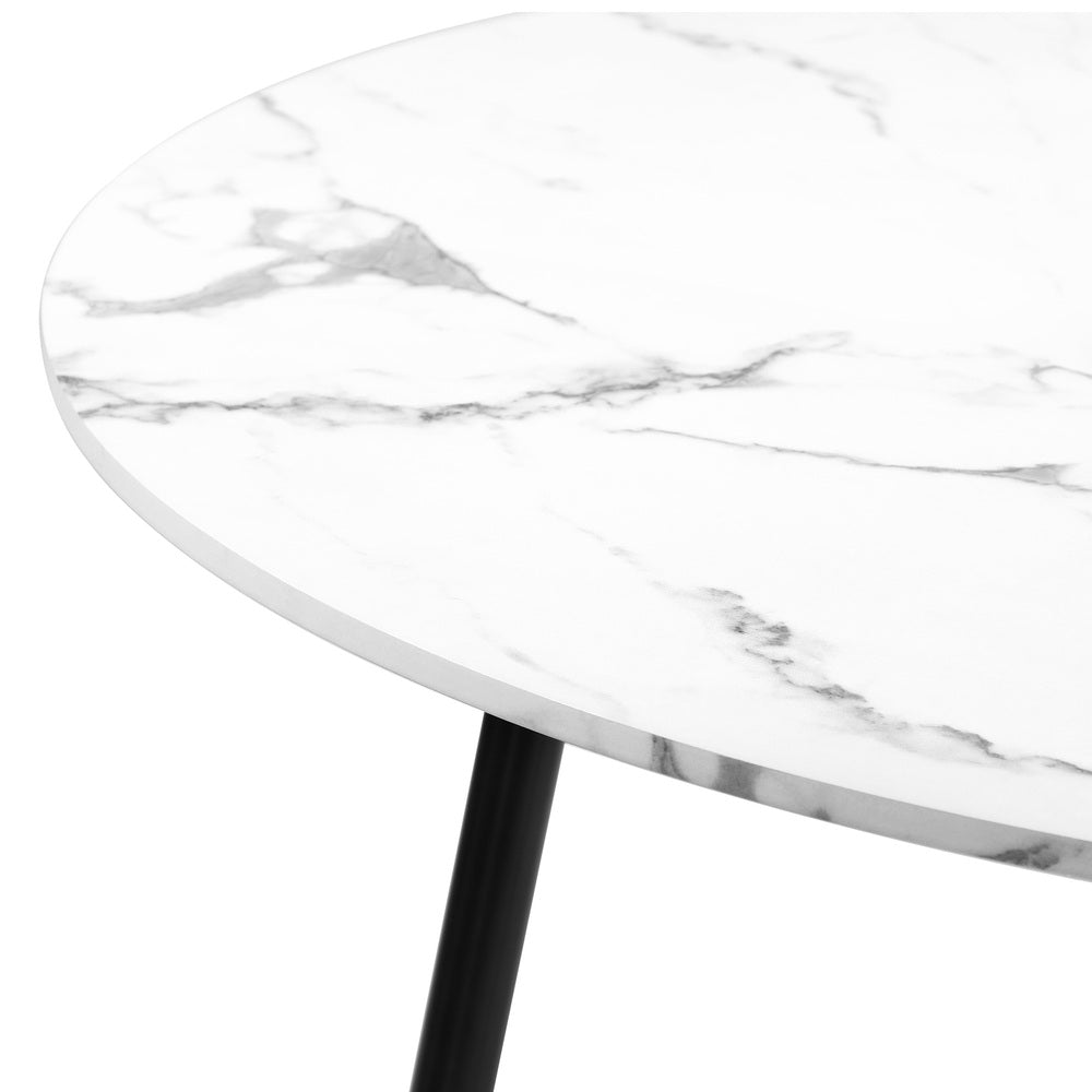 Oikiture 110cm Round Dining Table with 4x Dining Chairs Boucle White-Dining Set-PEROZ Accessories