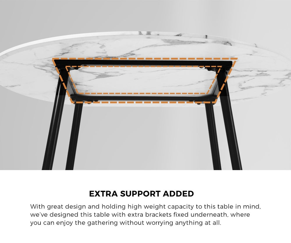 Oikiture 110cm Round Dining Table with 4PCS Chairs Sherpa Gold-Dining Set-PEROZ Accessories