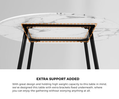 Oikiture 110cm Round Dining Table with 4PCS Chairs Sherpa Gold-Dining Set-PEROZ Accessories