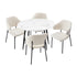 Oikiture Round Dining Table with 4PCS Chairs Sherpa White-Dining Sets-PEROZ Accessories