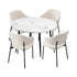 Oikiture Round Dining Table with 4PCS Chairs Sherpa White-Dining Sets-PEROZ Accessories